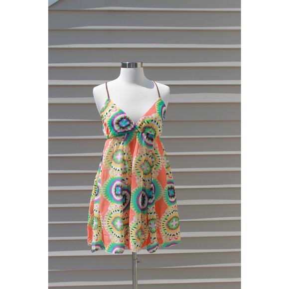 Ocean Drive Multicolor Vibrant Mandala Print Chiffon Dress Size Small - Picture 10 of 15